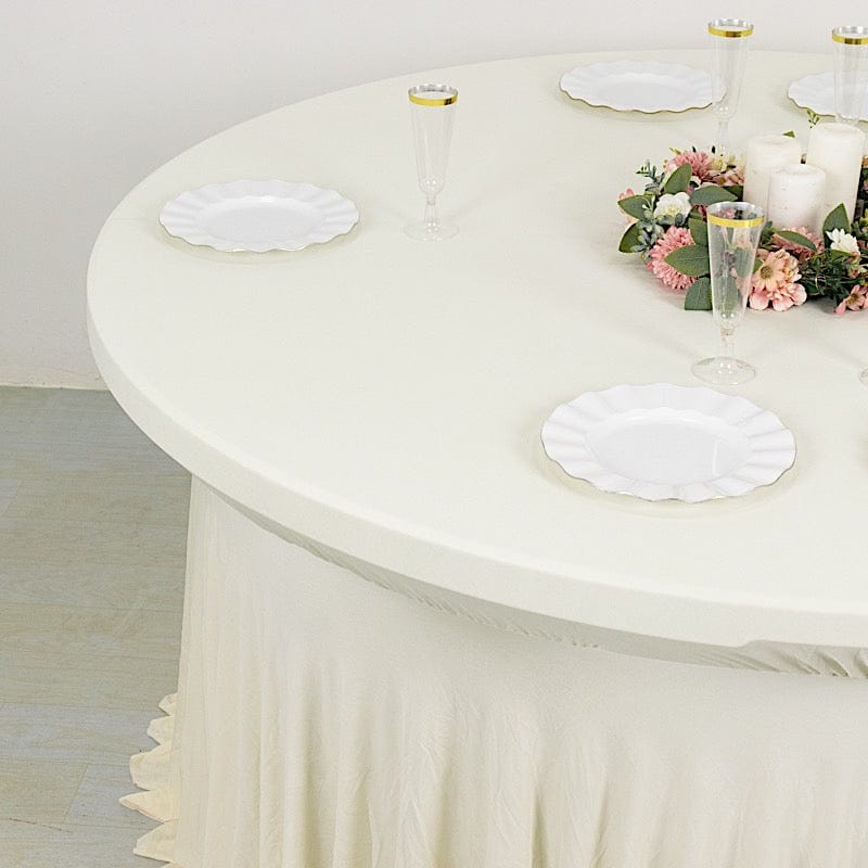 6 feet Wavy Spandex Fitted Round Tablecloth Table Skirt