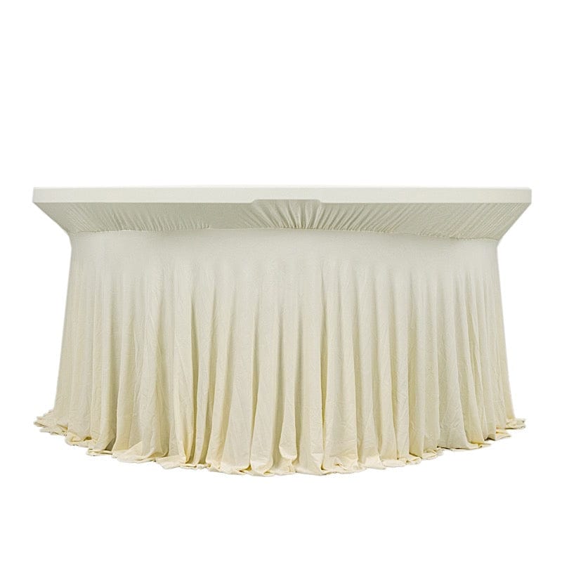 6 feet Wavy Spandex Fitted Round Tablecloth Table Skirt