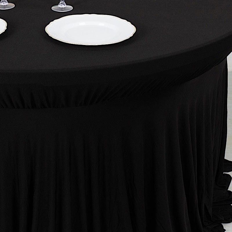 6 feet Wavy Spandex Fitted Round Tablecloth Table Skirt