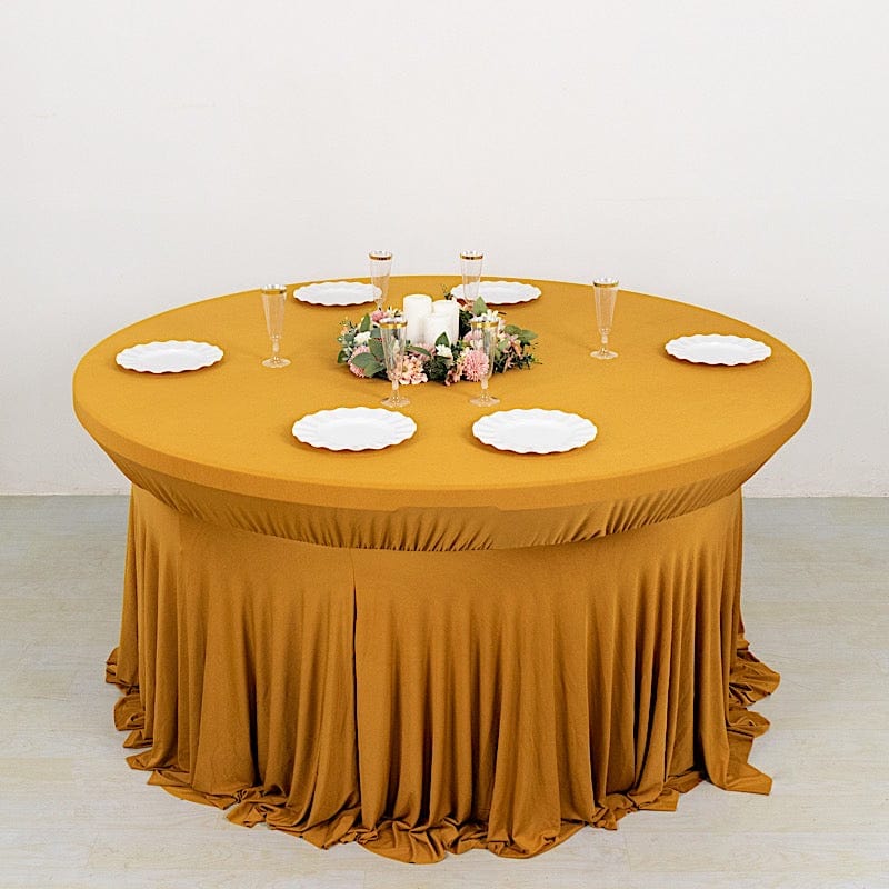 6 feet Wavy Spandex Fitted Round Tablecloth Table Skirt