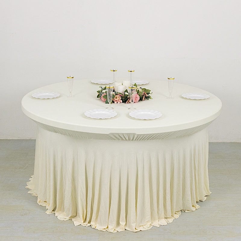 6 feet Wavy Spandex Fitted Round Tablecloth Table Skirt