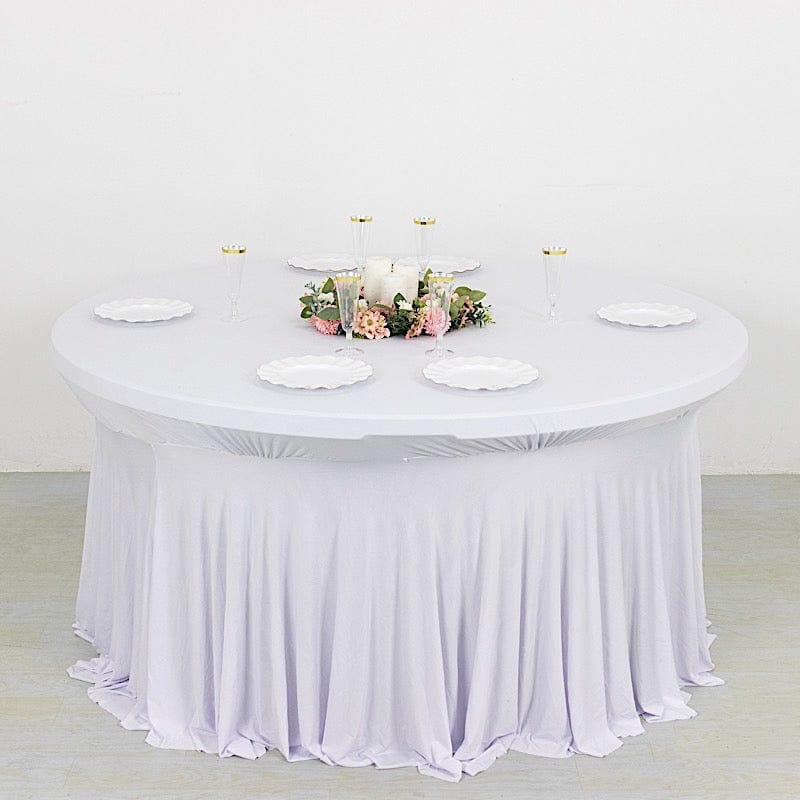 6 feet Wavy Spandex Fitted Round Tablecloth Table Skirt