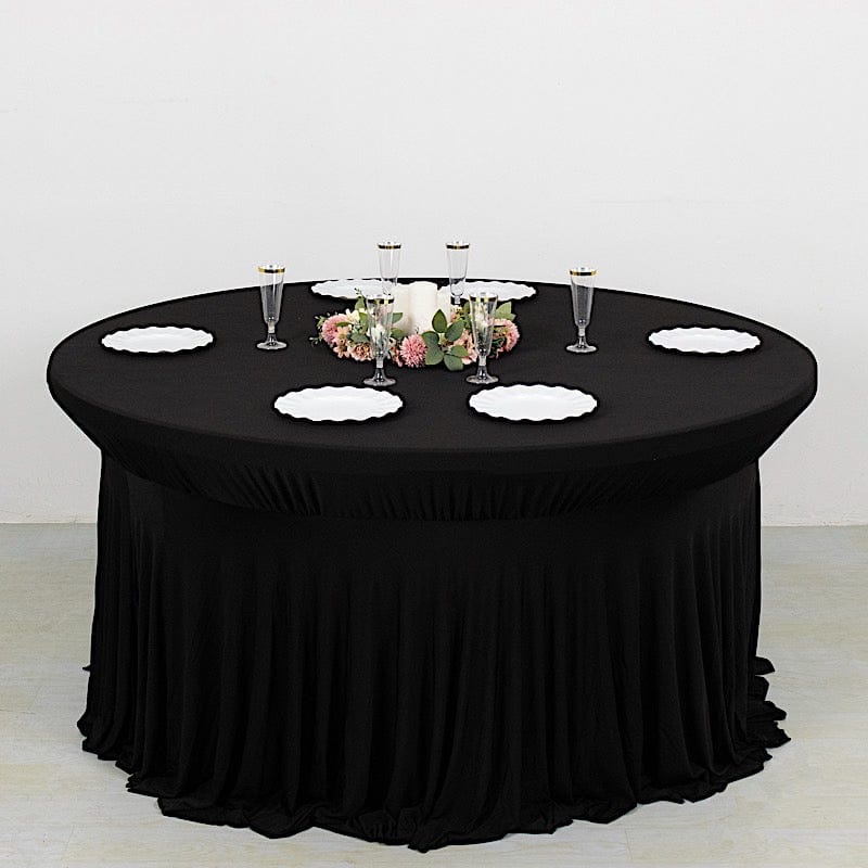 6 feet Wavy Spandex Fitted Round Tablecloth Table Skirt