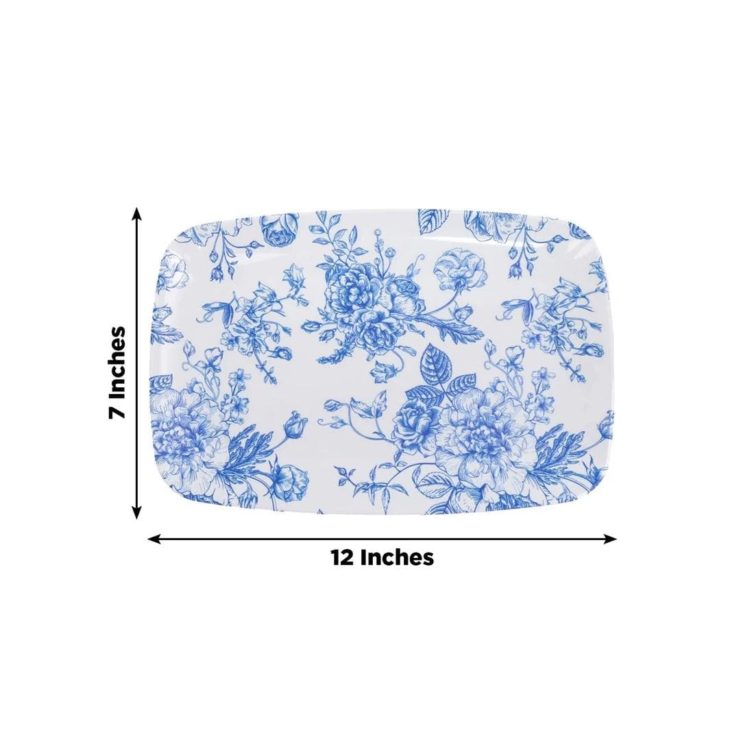 10 French Toile 12x7 in Plastic Rectangle Serving Trays
