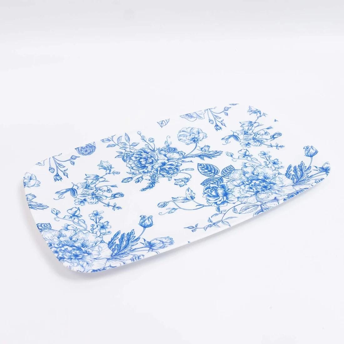 10 French Toile 12x7 in Plastic Rectangle Serving Trays