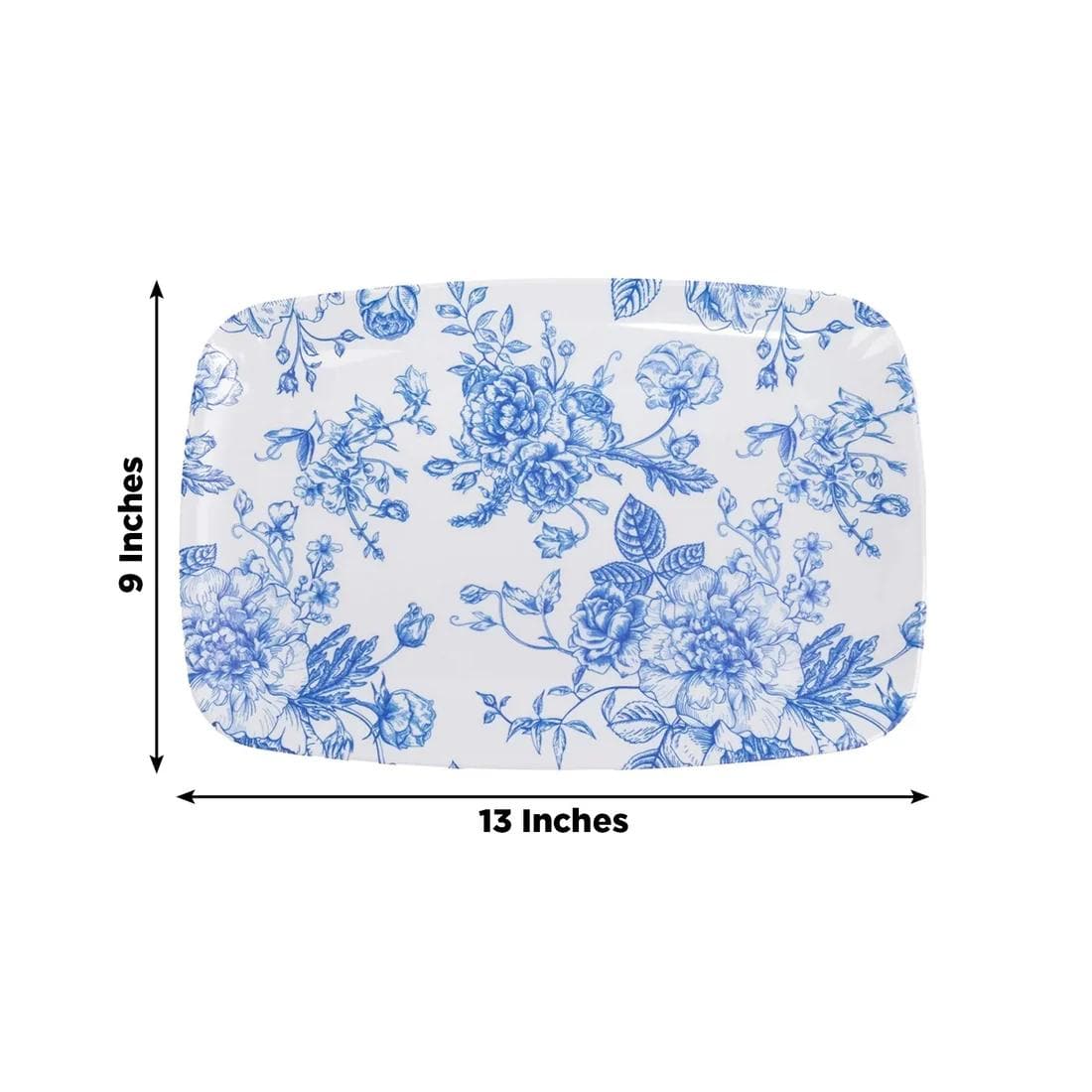 10 French Toile 13x9 in Plastic Rectangle Serving Trays