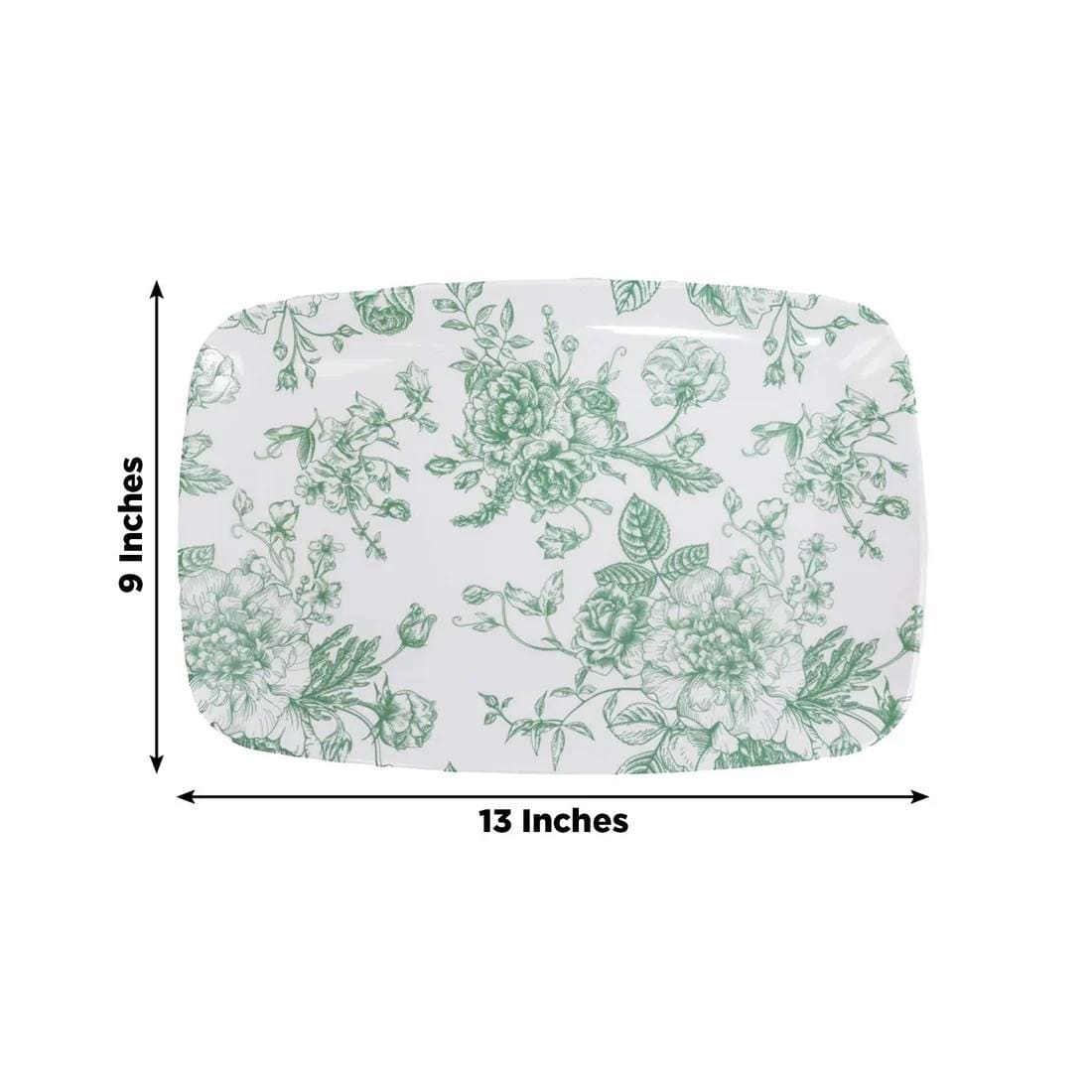 10 French Toile 13x9 in Plastic Rectangle Serving Trays