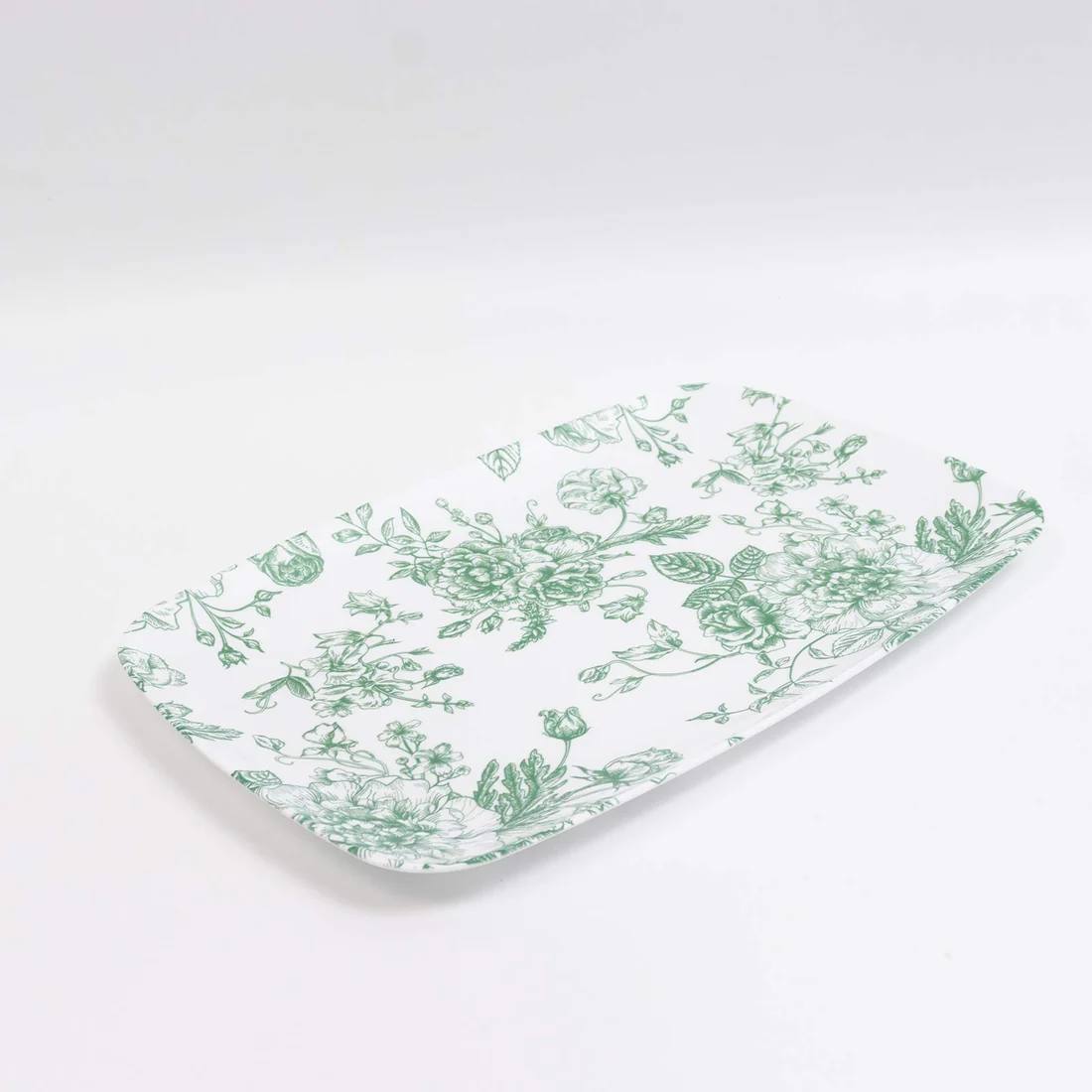 10 French Toile 13x9 in Plastic Rectangle Serving Trays