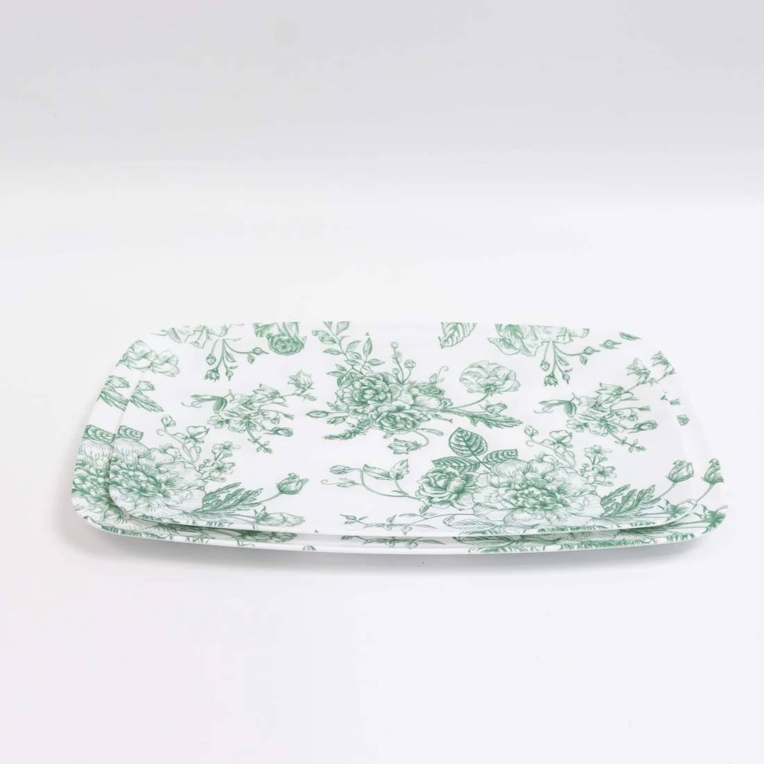 10 French Toile 13x9 in Plastic Rectangle Serving Trays