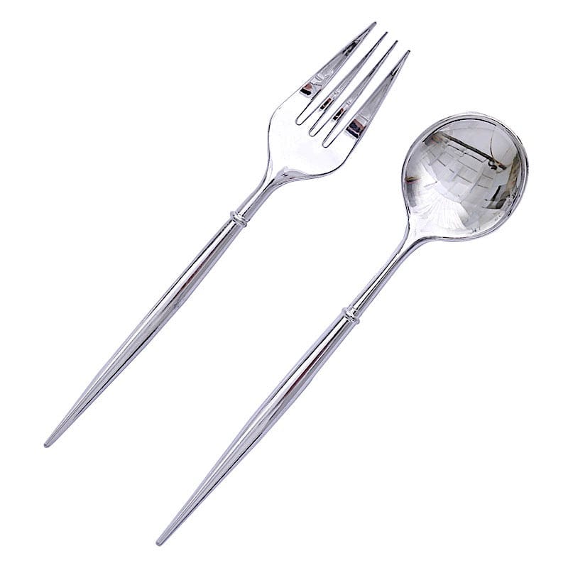 24 Disposable 6 in Premium Plastic Cutlery Spoons and Forks Set