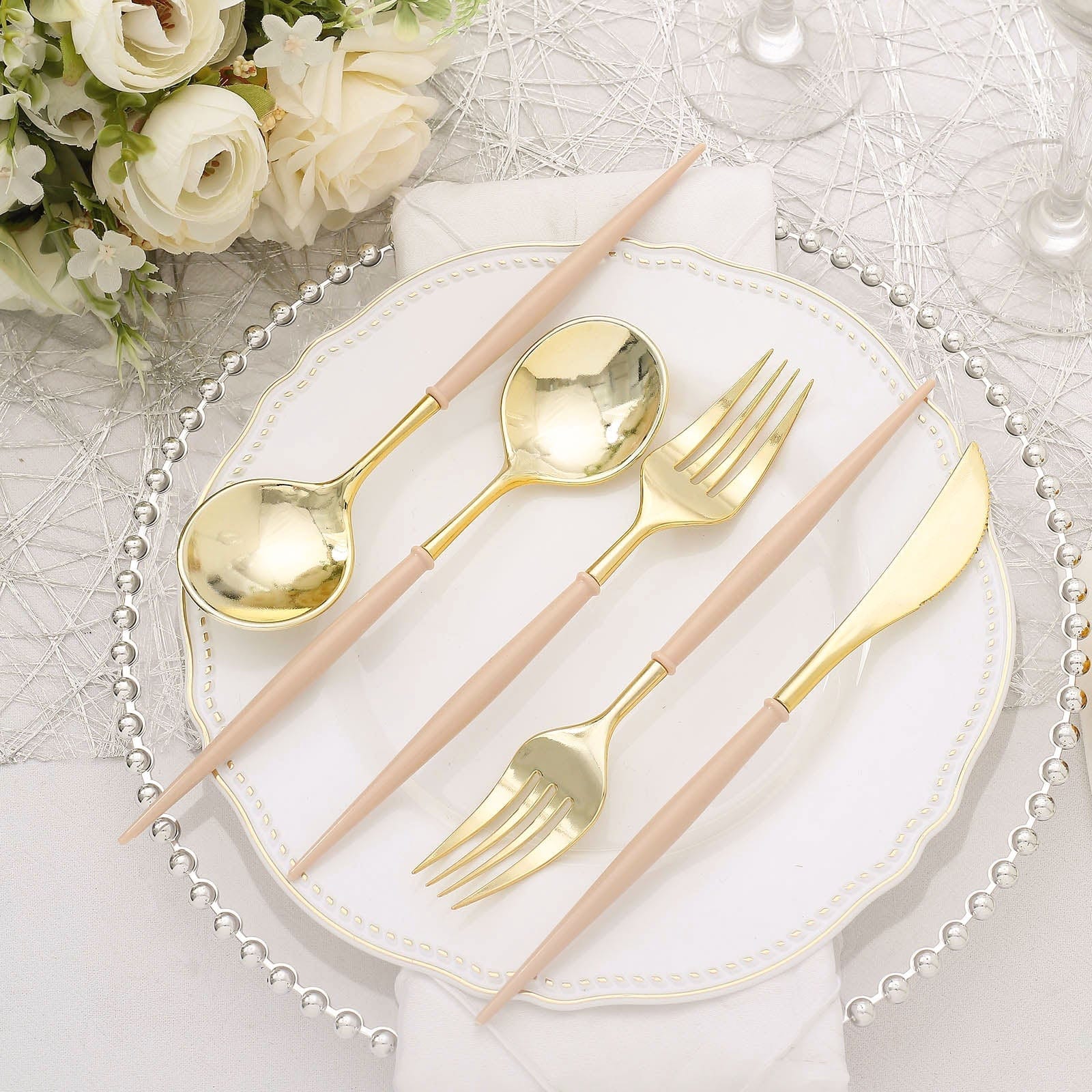 24 Disposable Plastic Cutlery Spoon Fork and Knife Set