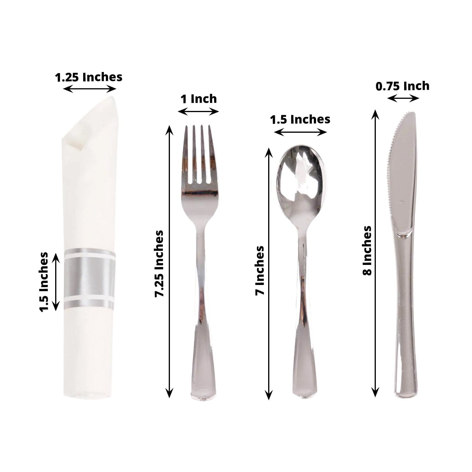24 Plastic Silverware with Pre Rolled Paper Napkins