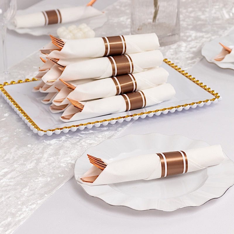 24 Plastic Silverware with Pre Rolled Paper Napkins