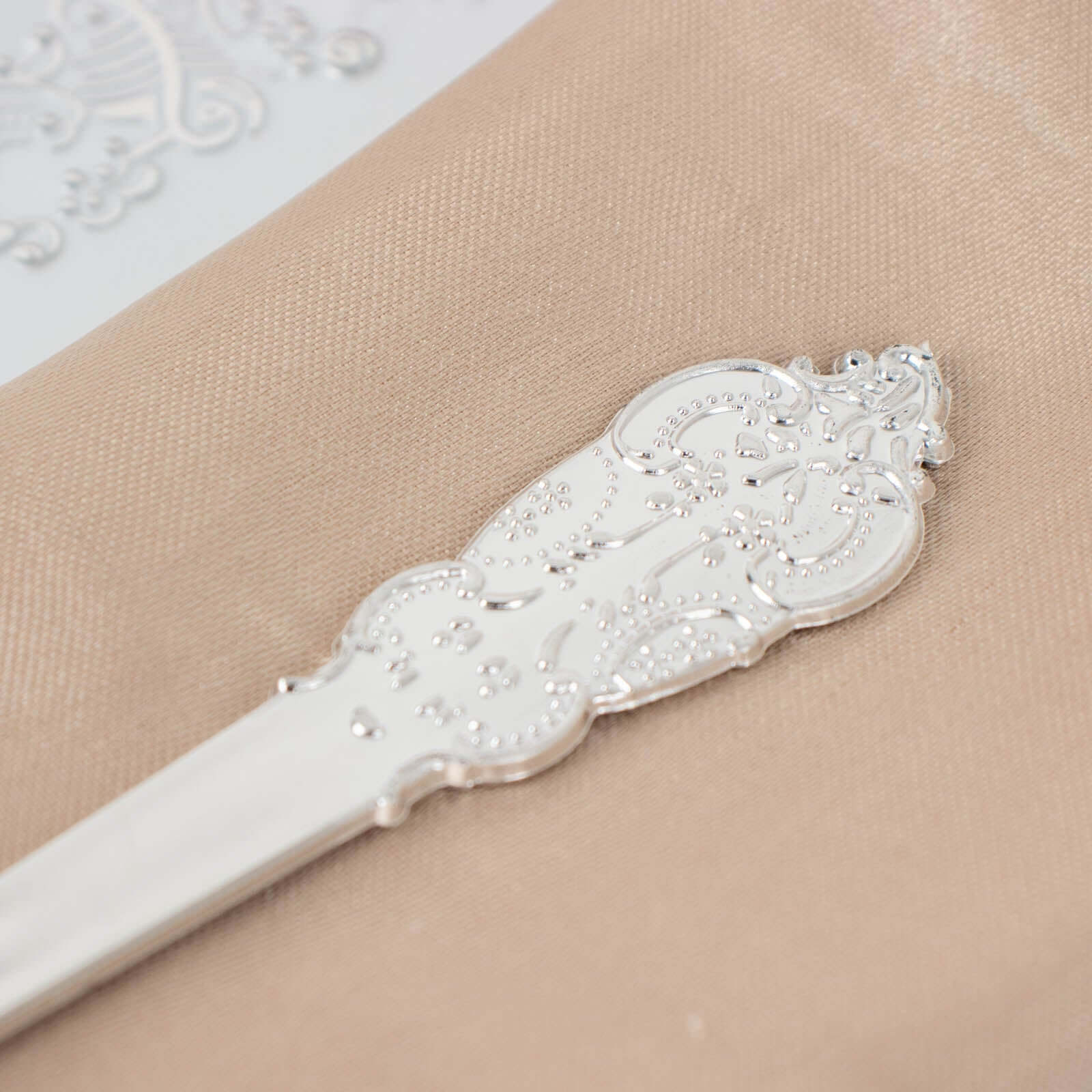 24 Silver Disposable Plastic Cutlery Baroque Style Spoons Forks and Knives Set