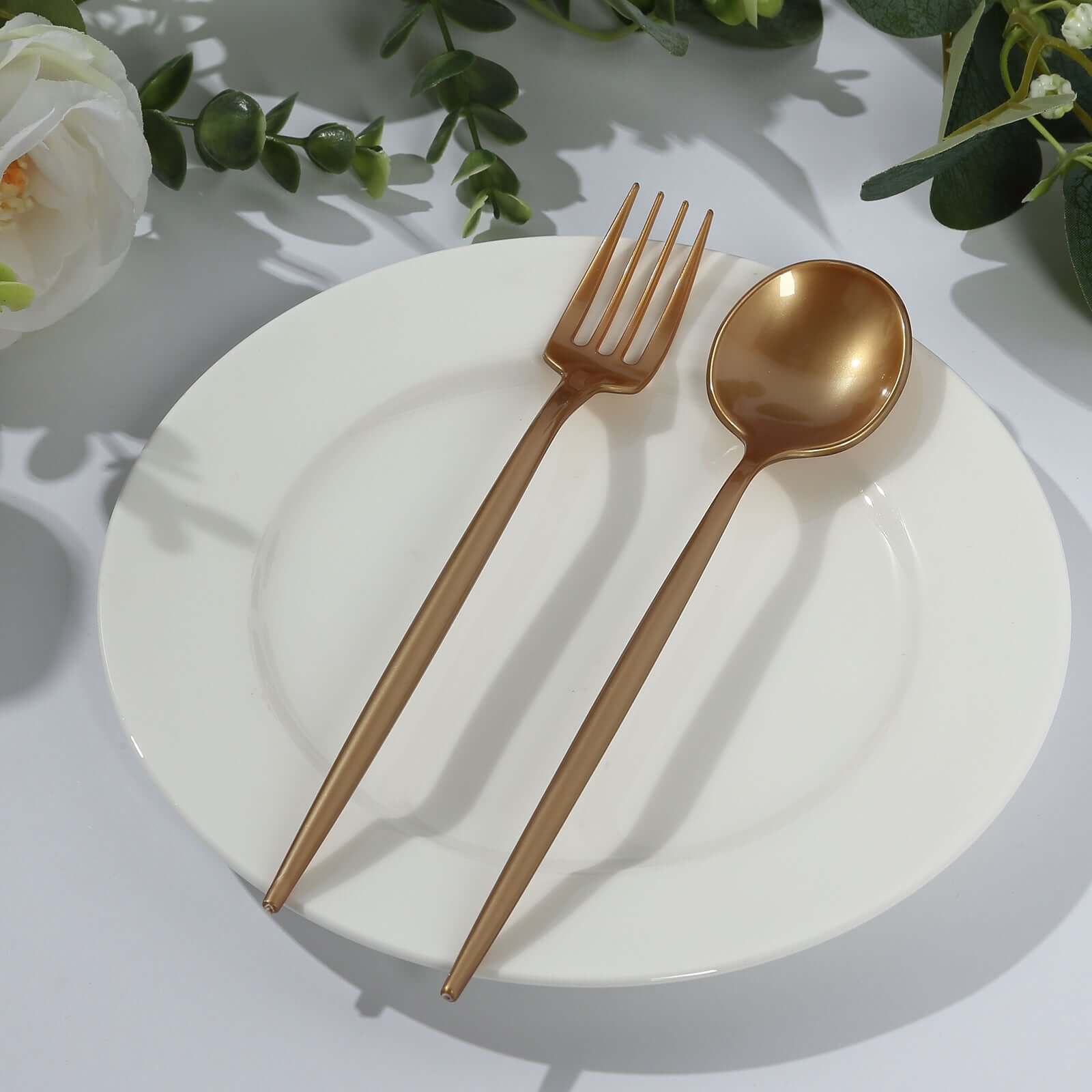 50 Disposable Silverware Plastic Dessert Forks and Spoons