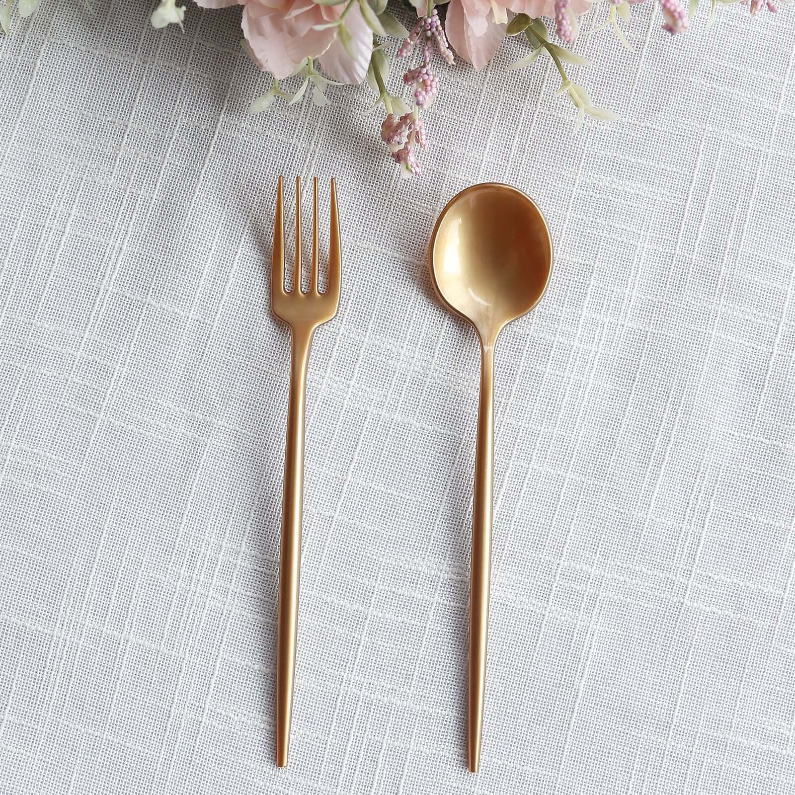 50 Disposable Silverware Plastic Dessert Forks and Spoons