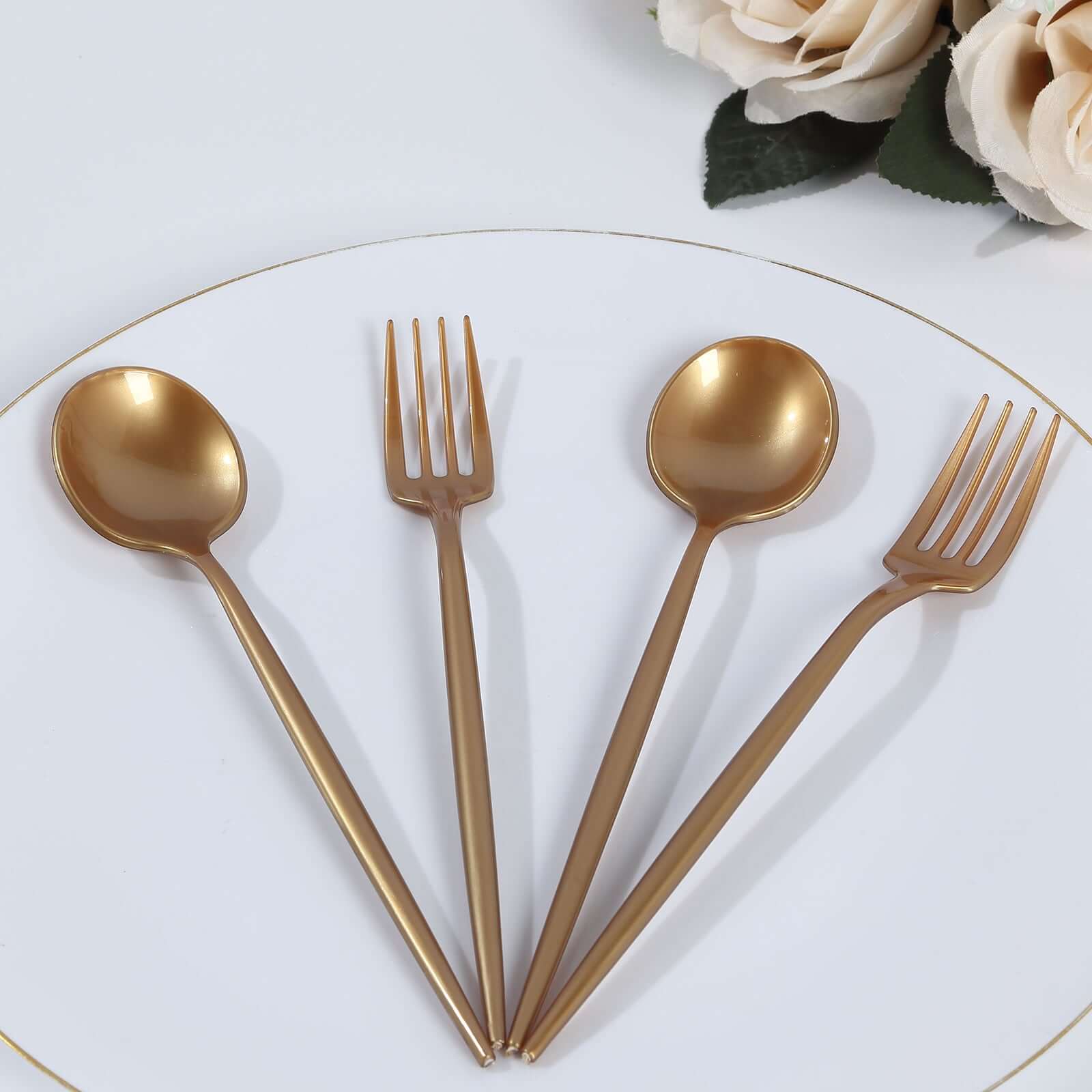 50 Disposable Silverware Plastic Dessert Forks and Spoons