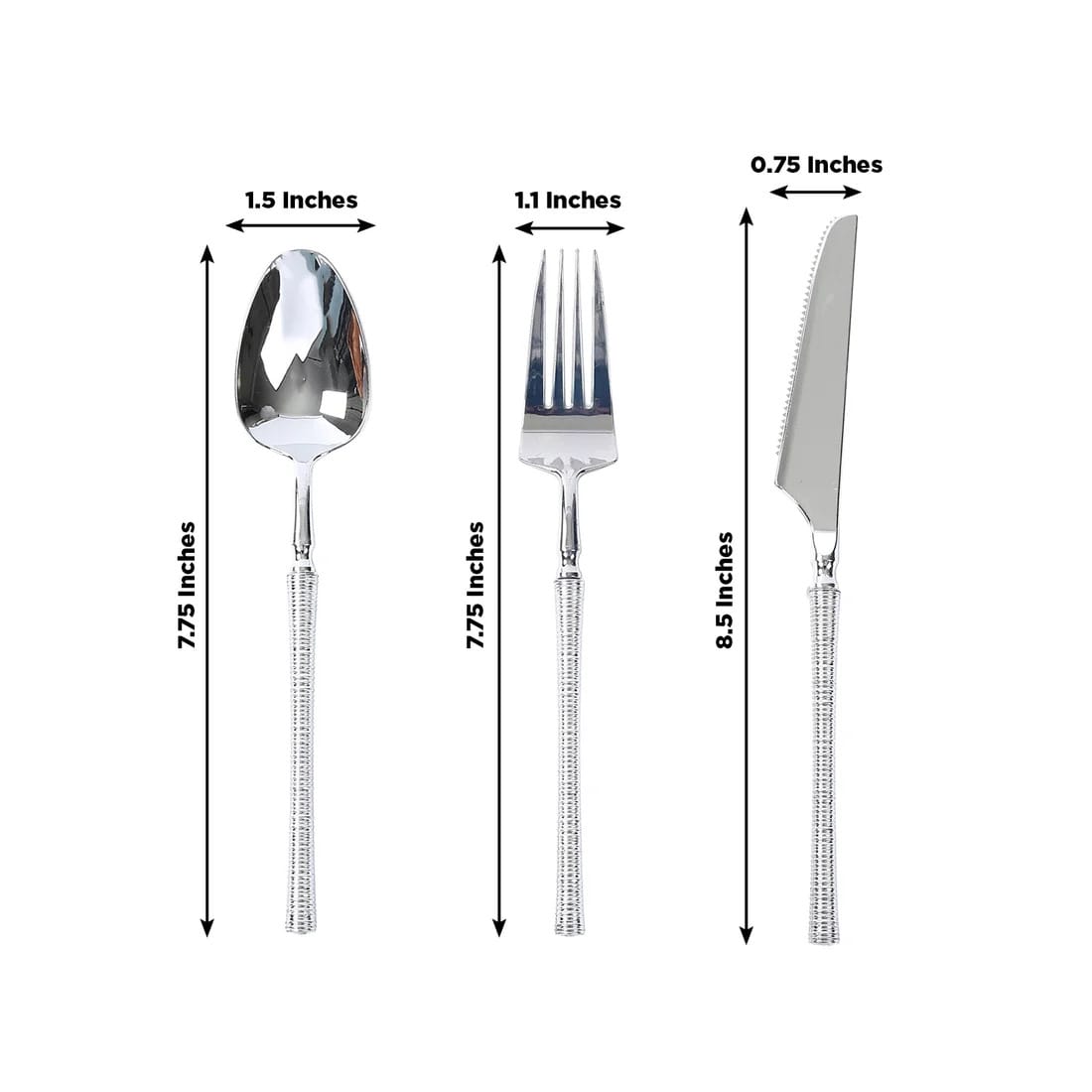 60 Plastic Cutlery Spoon Fork Knife Set with Ribbed Handle