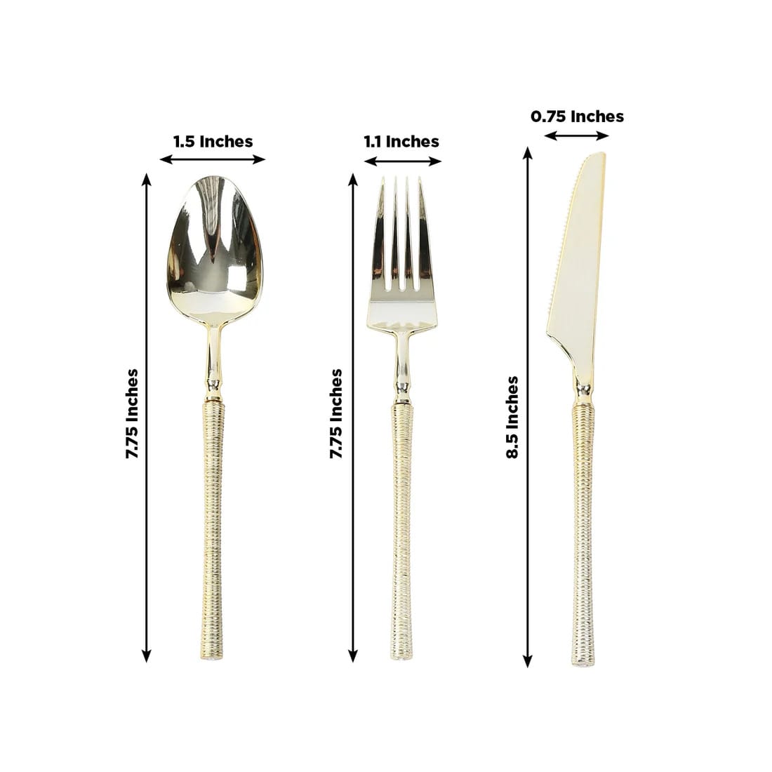 60 Plastic Cutlery Spoon Fork Knife Set with Ribbed Handle