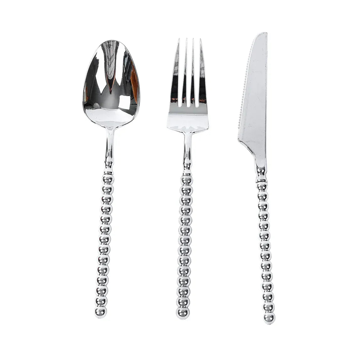 60 Plastic Disposable Silverware Set with Beaded Handles