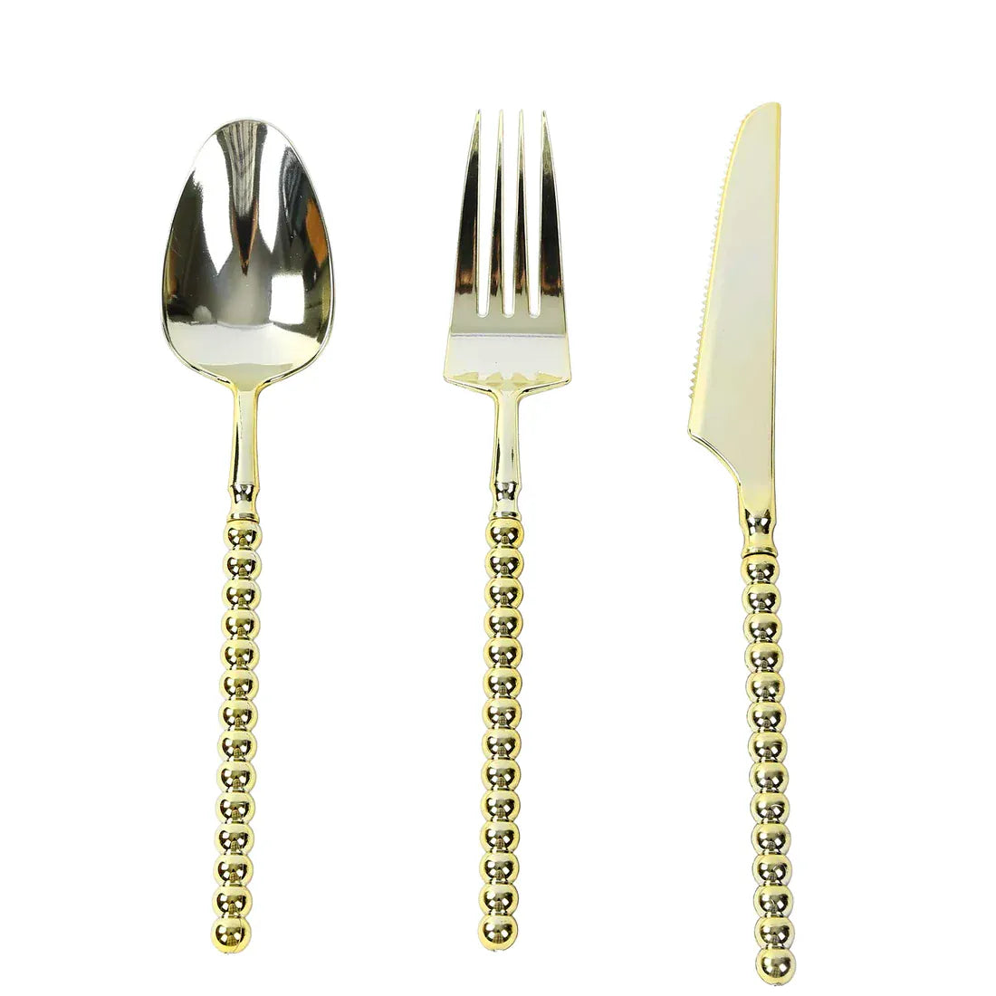60 Plastic Disposable Silverware Set with Beaded Handles