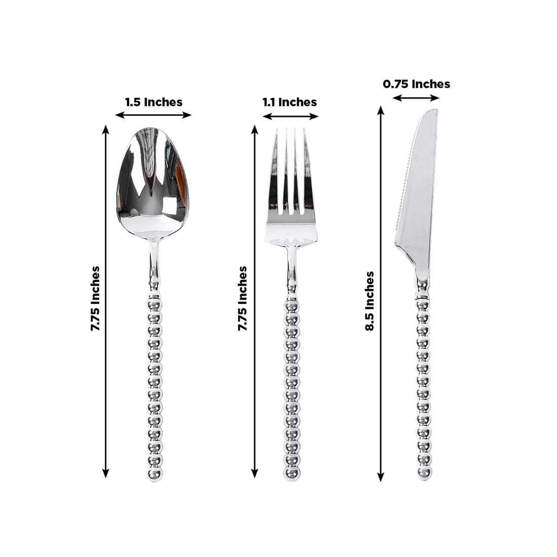 60 Plastic Disposable Silverware Set with Beaded Handles