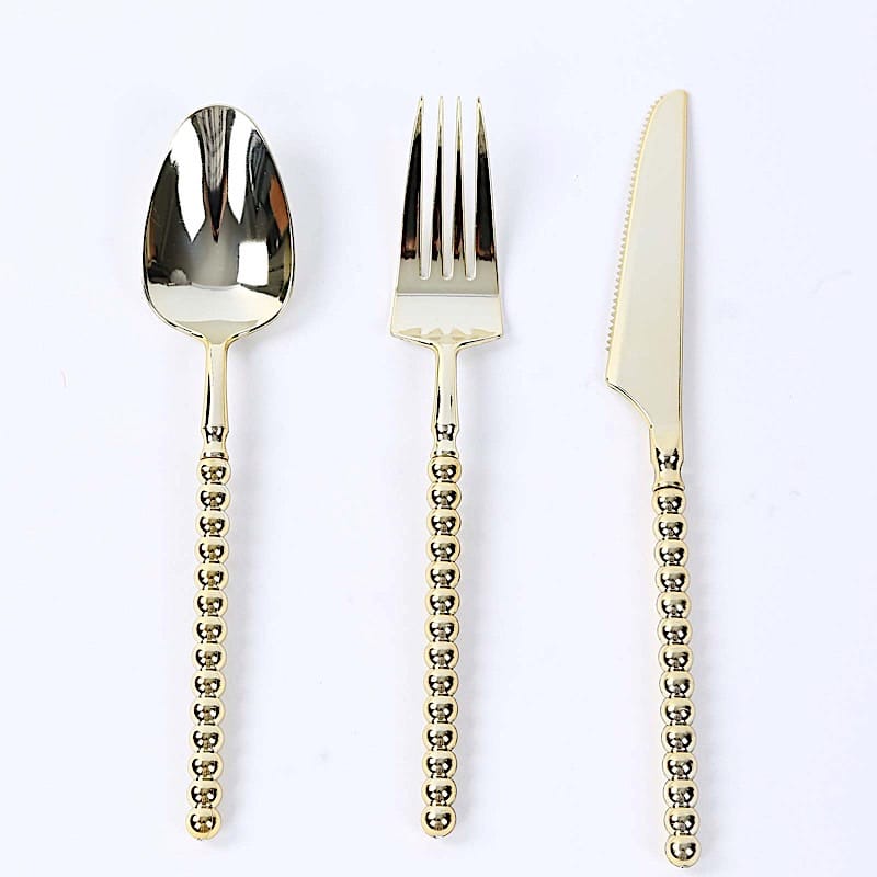 60 Plastic Disposable Silverware Set with Beaded Handles