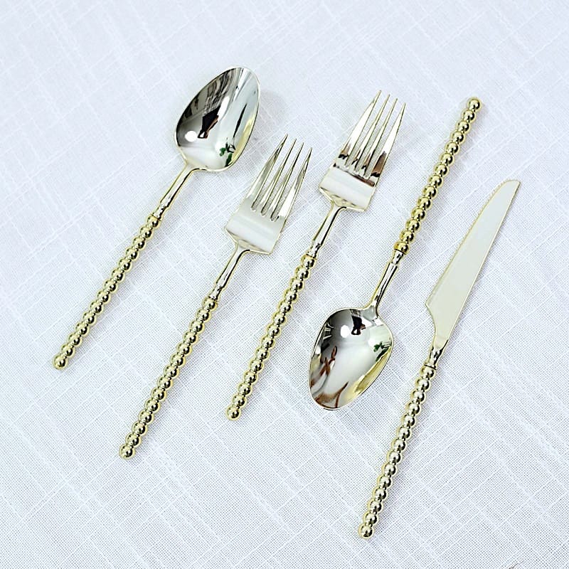 60 Plastic Disposable Silverware Set with Beaded Handles