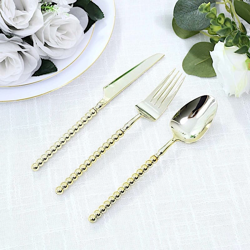 60 Plastic Disposable Silverware Set with Beaded Handles