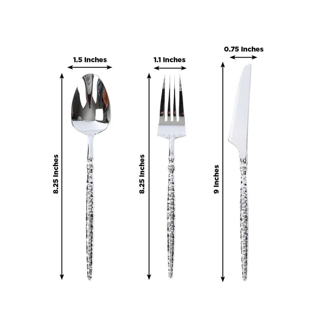 60 Plastic Disposable Silverware Set with Faceted Hammered Handles
