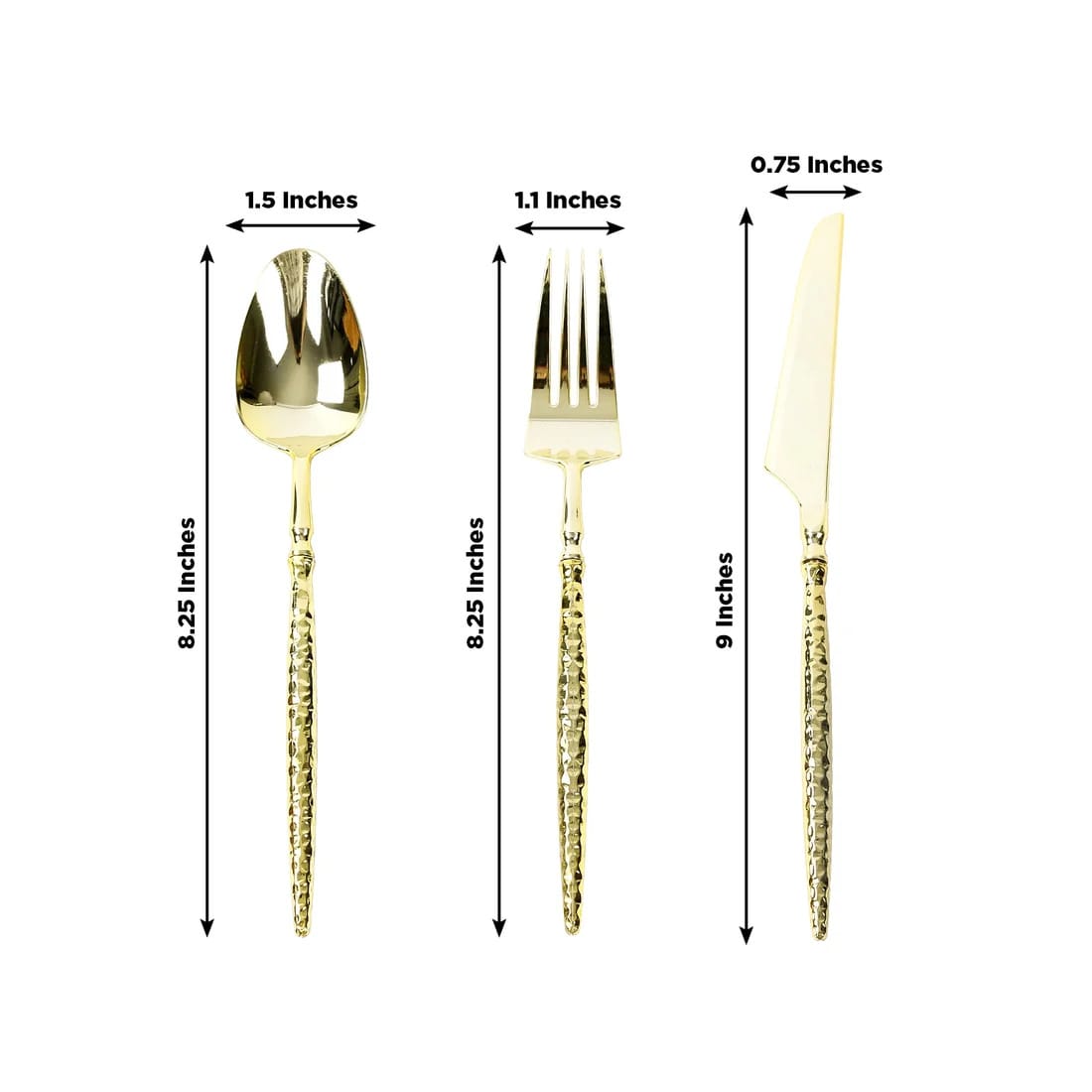 60 Plastic Disposable Silverware Set with Faceted Hammered Handles