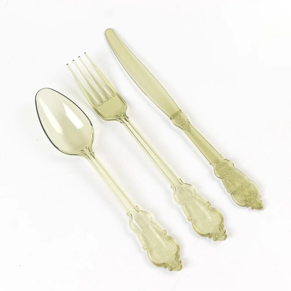 72 Disposable Plastic Cutlery Baroque Style Spoons Forks and Knives Set