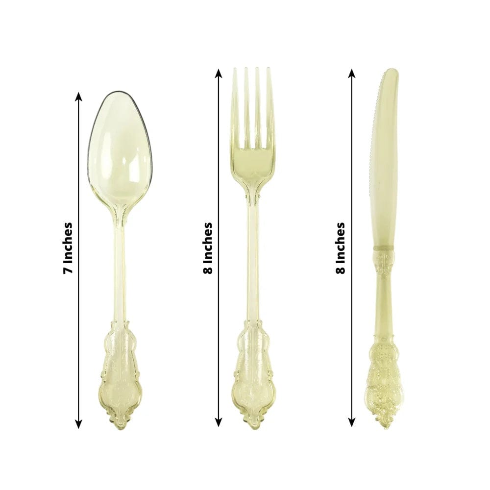 72 Disposable Plastic Cutlery Baroque Style Spoons Forks and Knives Set