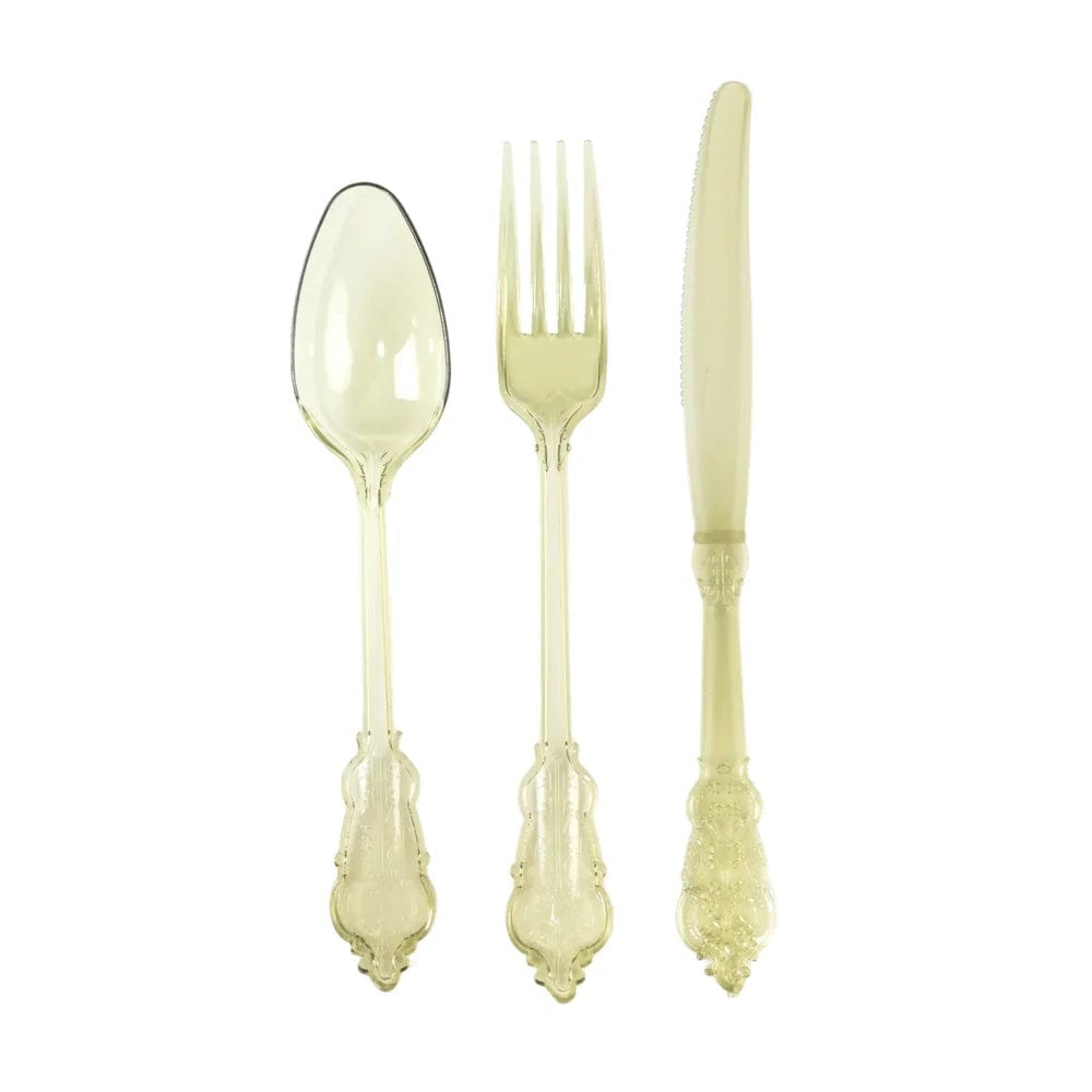 72 Disposable Plastic Cutlery Baroque Style Spoons Forks and Knives Set