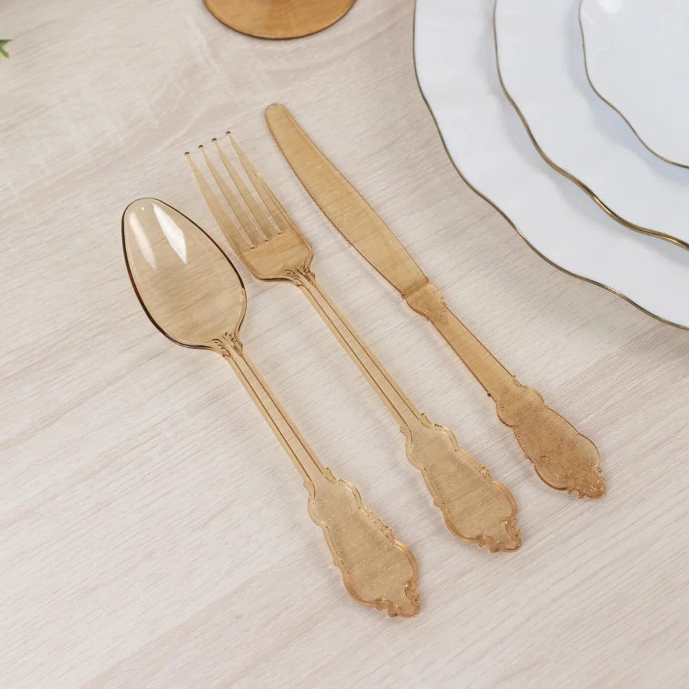 72 Disposable Plastic Cutlery Baroque Style Spoons Forks and Knives Set