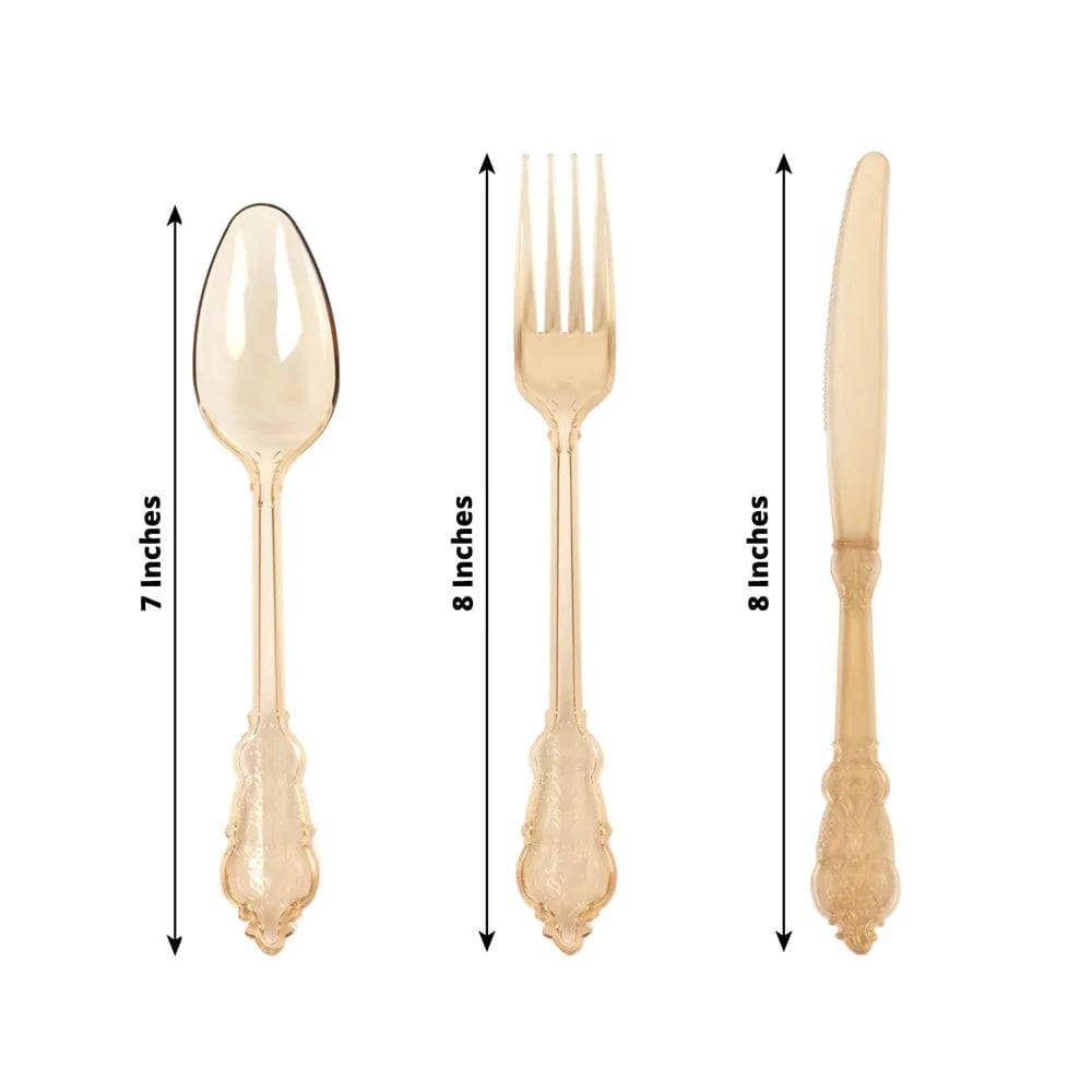 72 Disposable Plastic Cutlery Baroque Style Spoons Forks and Knives Set