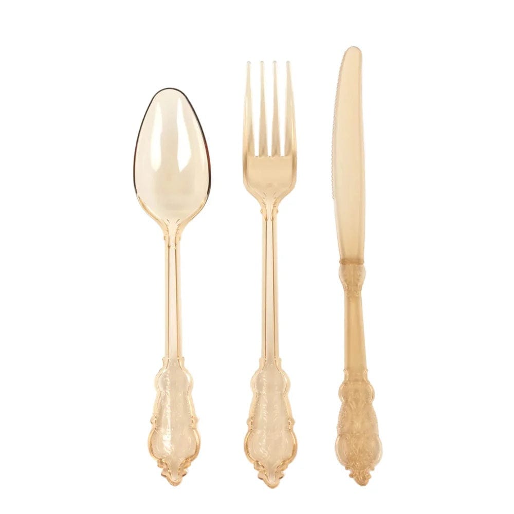 72 Disposable Plastic Cutlery Baroque Style Spoons Forks and Knives Set
