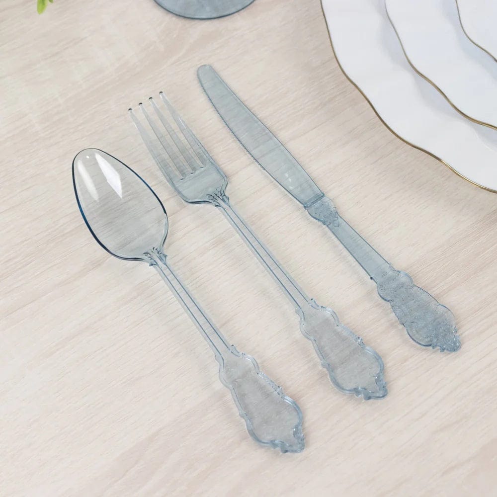 72 Disposable Plastic Cutlery Baroque Style Spoons Forks and Knives Set