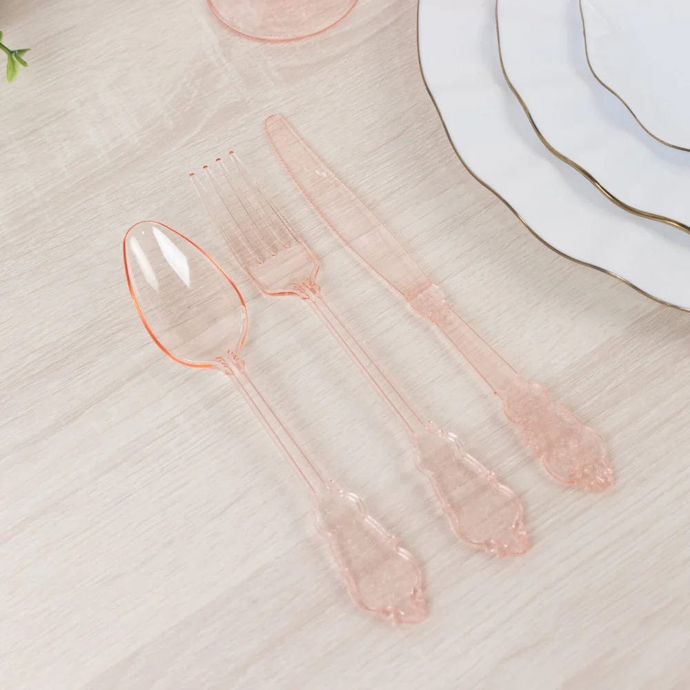 72 Disposable Plastic Cutlery Baroque Style Spoons Forks and Knives Set