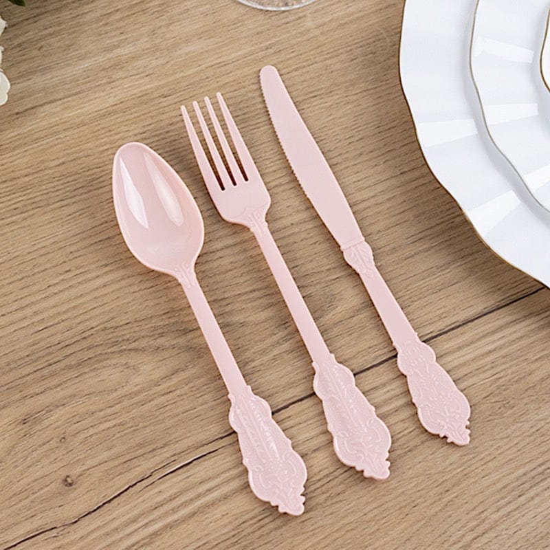 72 Disposable Plastic Cutlery Baroque Style Spoons Forks and Knives Set