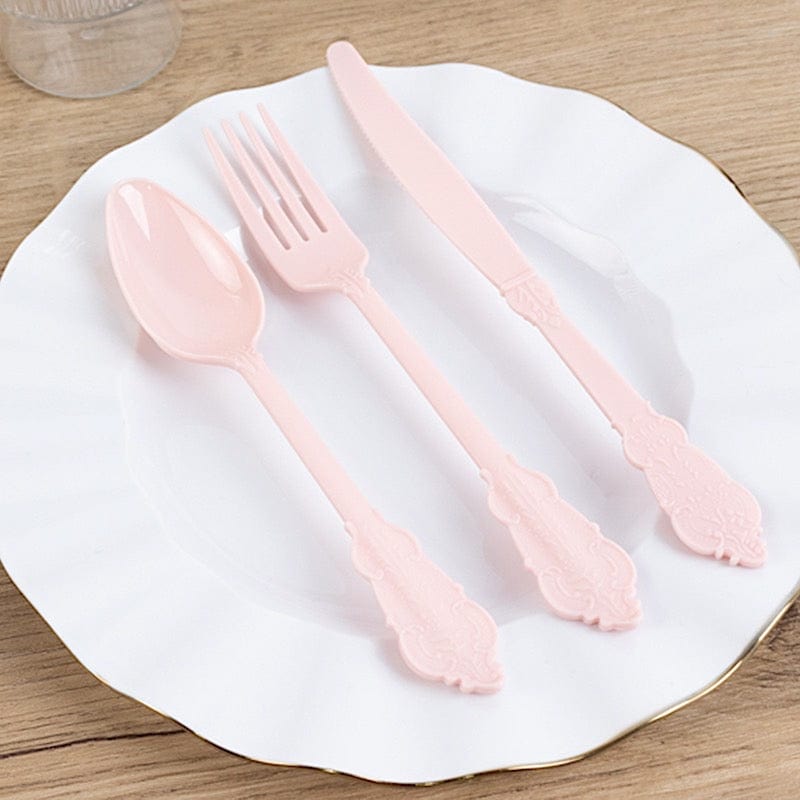 72 Disposable Plastic Cutlery Baroque Style Spoons Forks and Knives Set