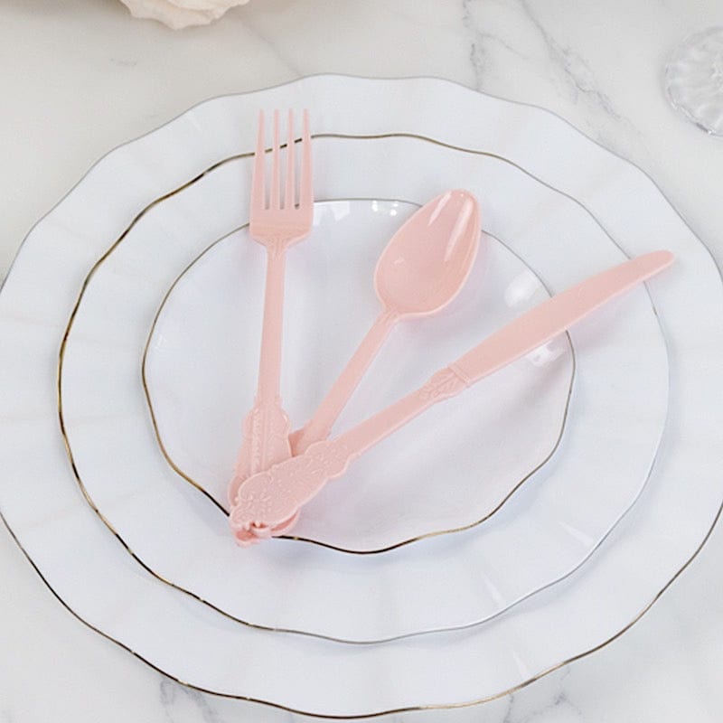 72 Disposable Plastic Cutlery Baroque Style Spoons Forks and Knives Set