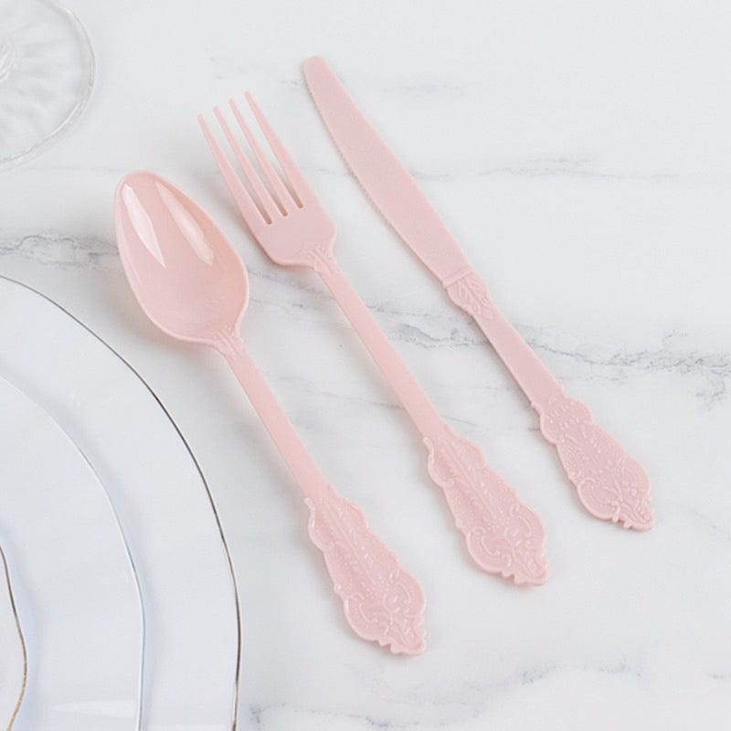 72 Disposable Plastic Cutlery Baroque Style Spoons Forks and Knives Set