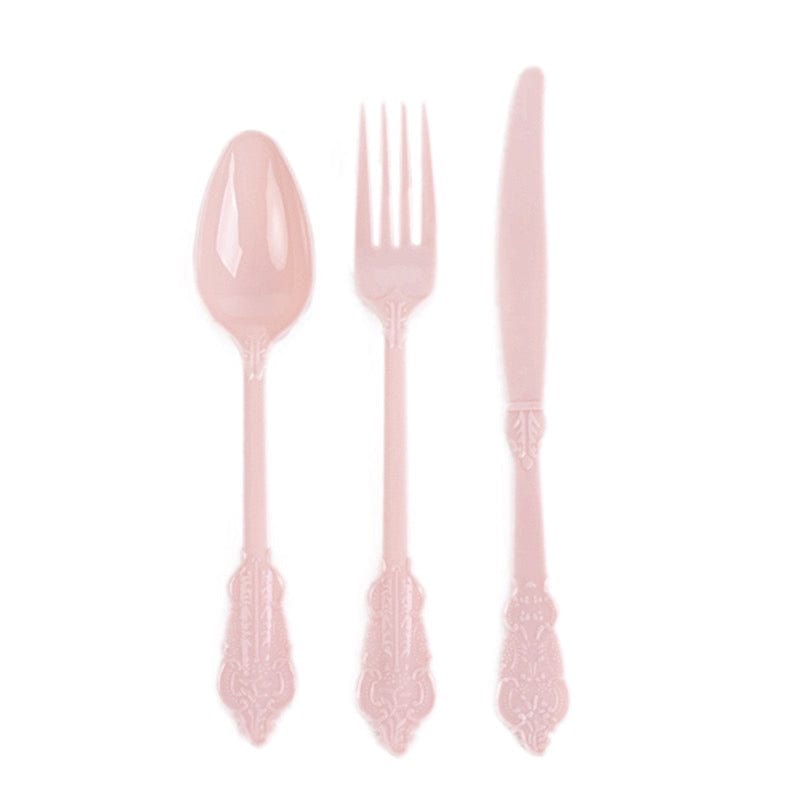 72 Disposable Plastic Cutlery Baroque Style Spoons Forks and Knives Set