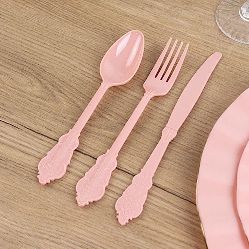 72 Disposable Plastic Cutlery Baroque Style Spoons Forks and Knives Set