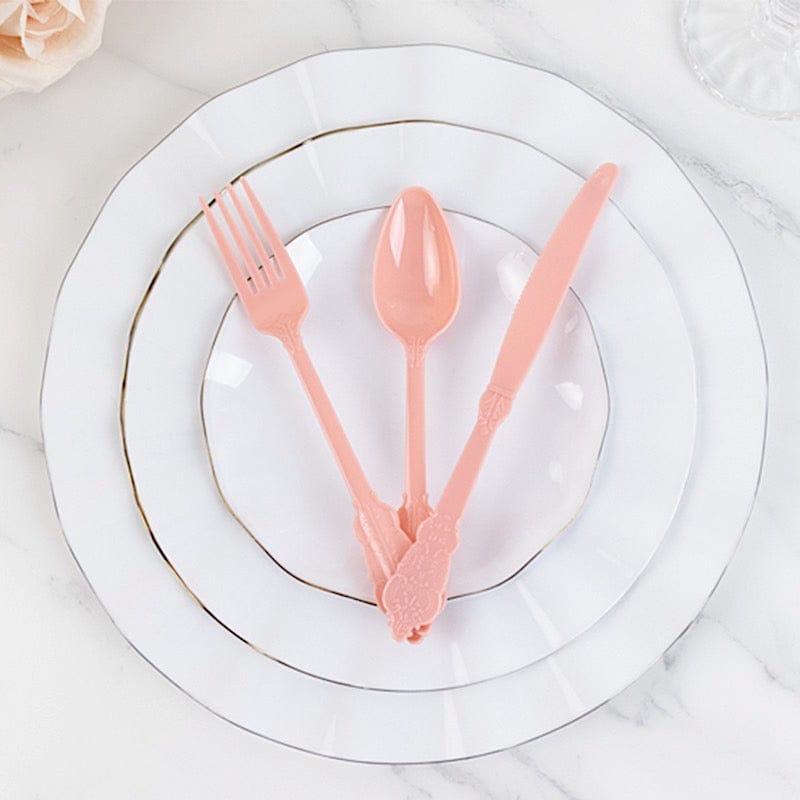 72 Disposable Plastic Cutlery Baroque Style Spoons Forks and Knives Set