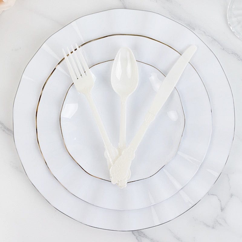 72 Disposable Plastic Cutlery Baroque Style Spoons Forks and Knives Set