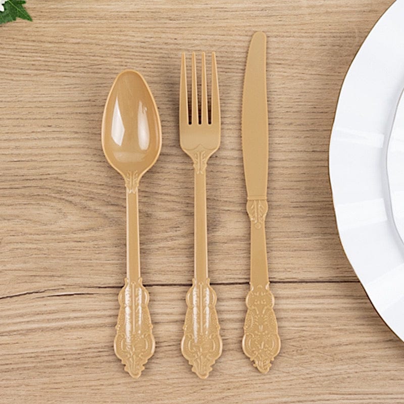 72 Disposable Plastic Cutlery Baroque Style Spoons Forks and Knives Set