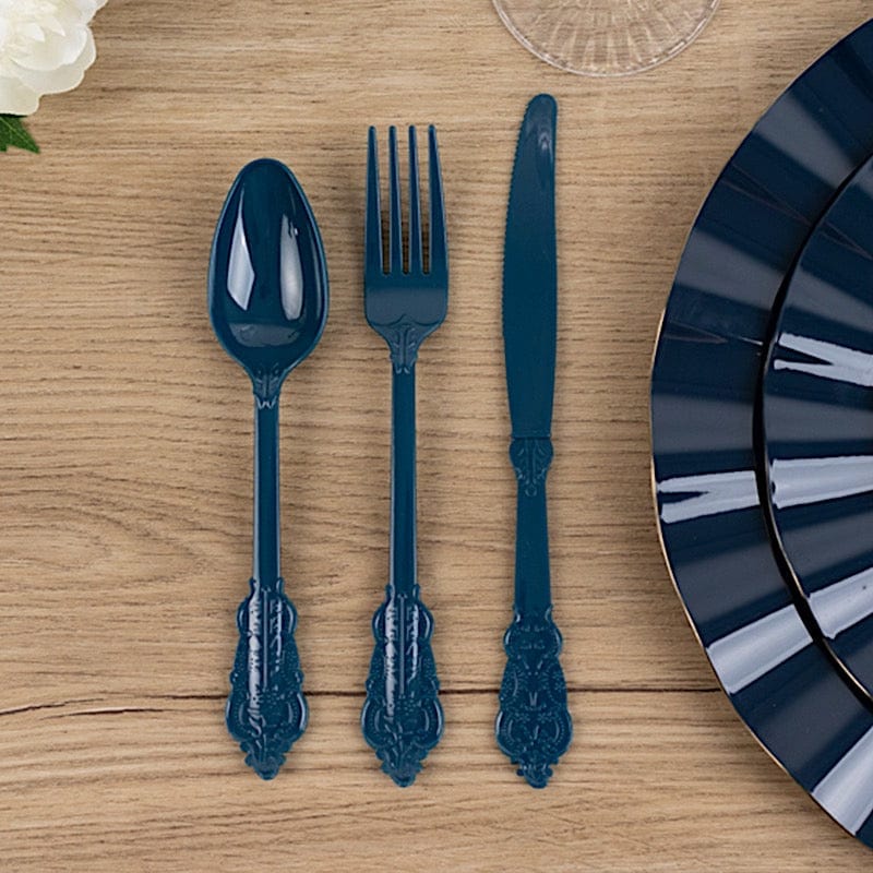 72 Disposable Plastic Cutlery Baroque Style Spoons Forks and Knives Set