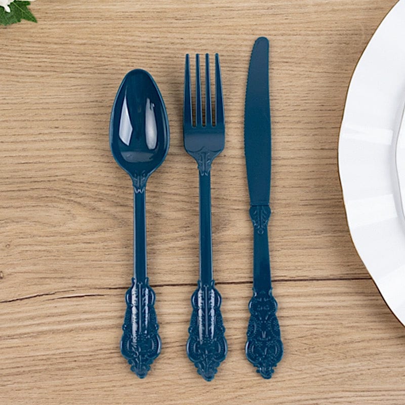 72 Disposable Plastic Cutlery Baroque Style Spoons Forks and Knives Set